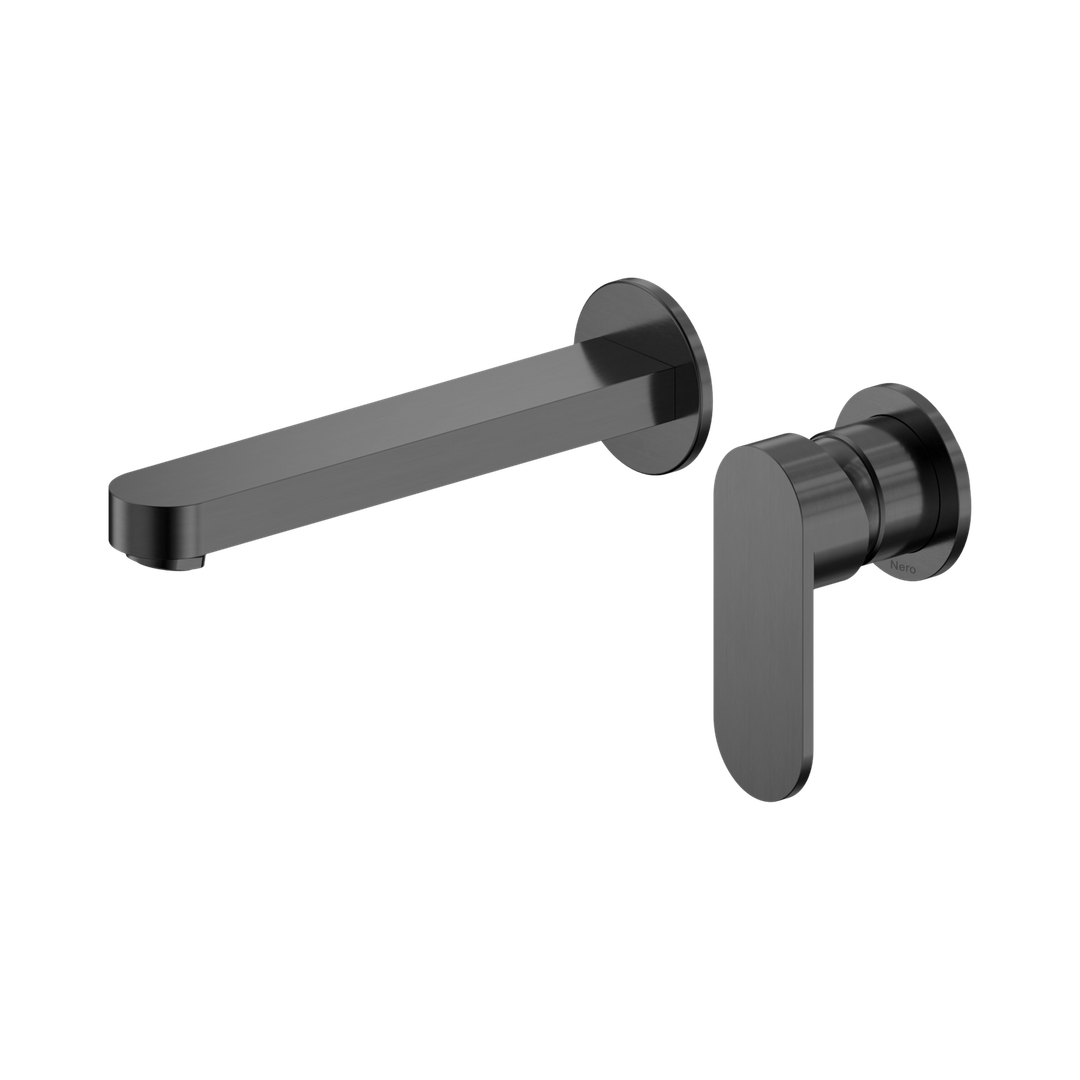 Nero Ecco Wall Basin/Bath Mixer Separate Back Plate 60Mm Gun Metal