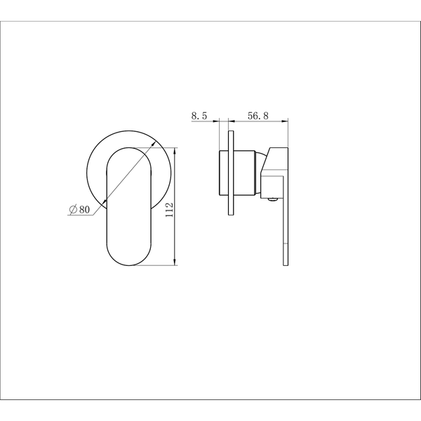 Nero Ecco Shower Mixer 80Mm Round Plate Brushed Gold