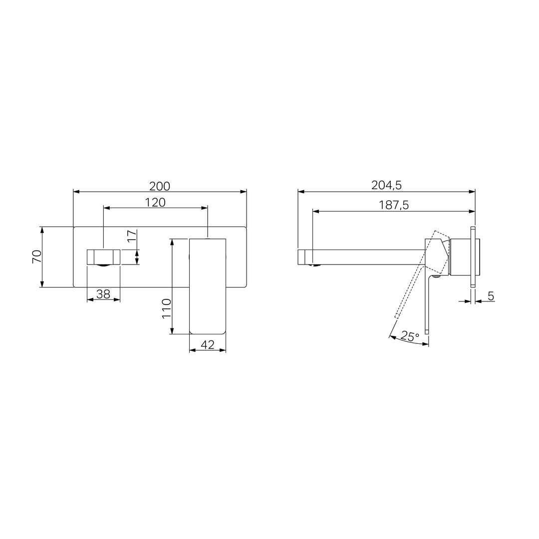 Nero Celia Wall Basin/Bath Mixer Trim Kits Only Brushed Nickel