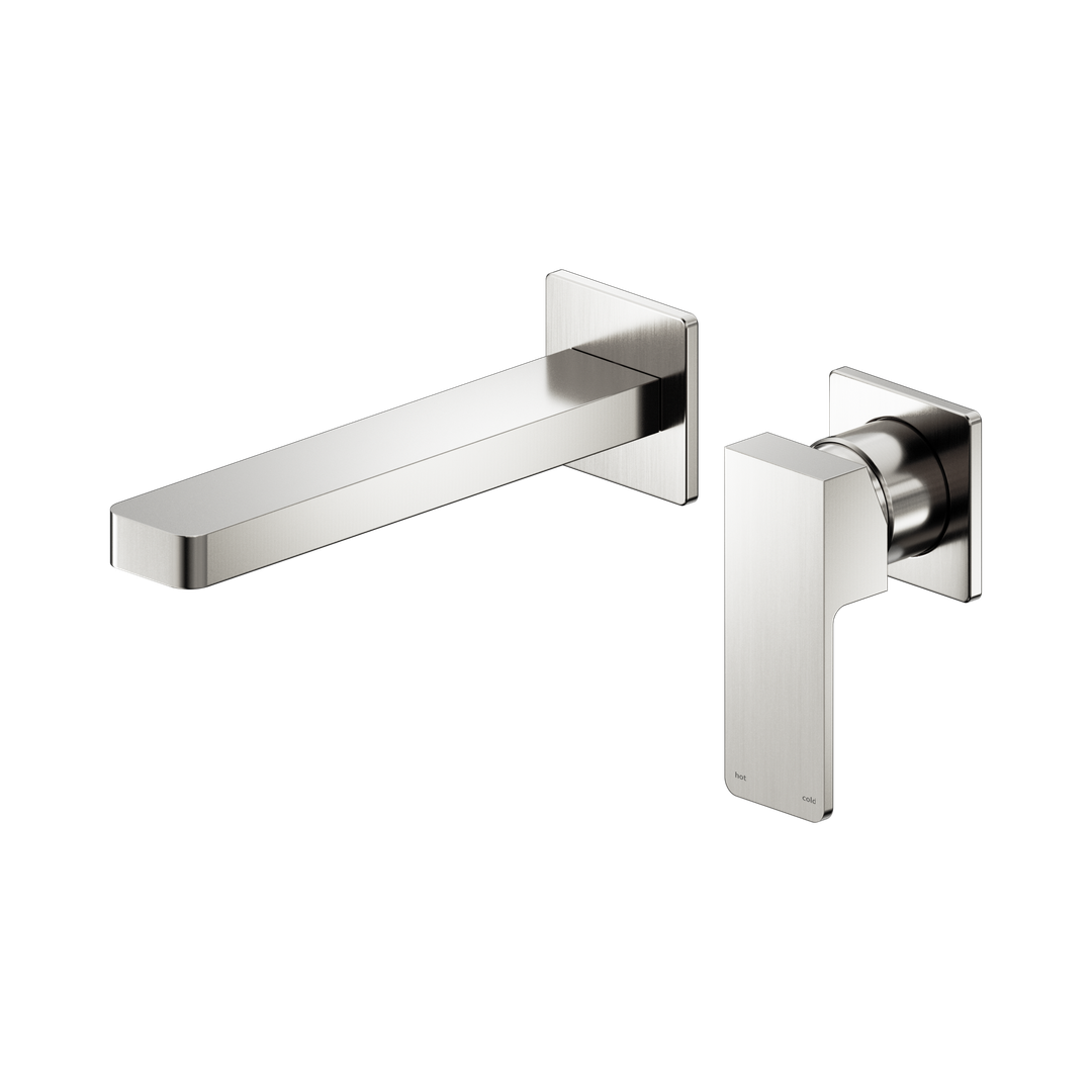 Nero Celia Wall Basin/Bath Mixer Separate Back Plate Brushed Nickel