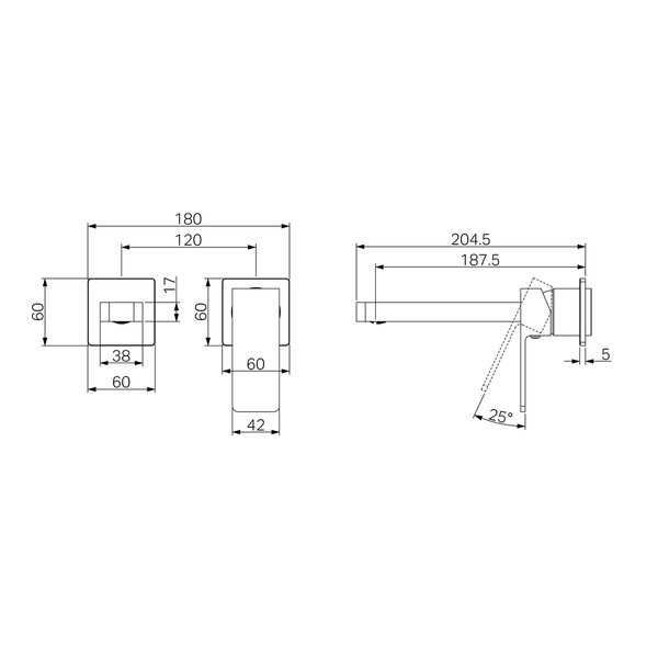 Nero Celia Wall Basin/Bath Mixer Separate Back Plate Trim Kits Only Matte Black