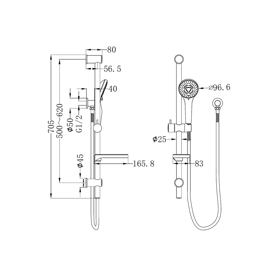 Nero Budget Shower Rail Chrome