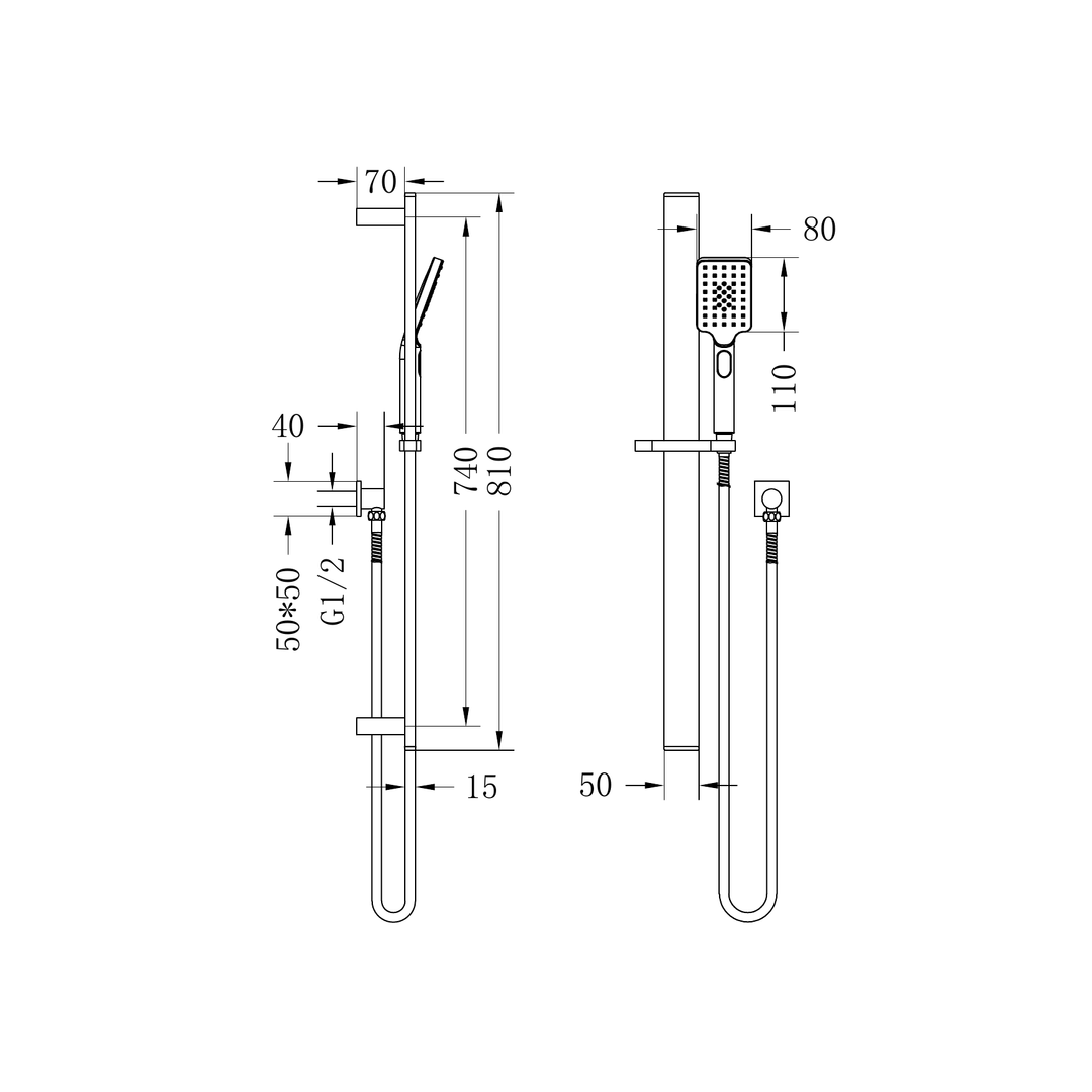 Nero Celia New Shower Rail Brushed Nickel
