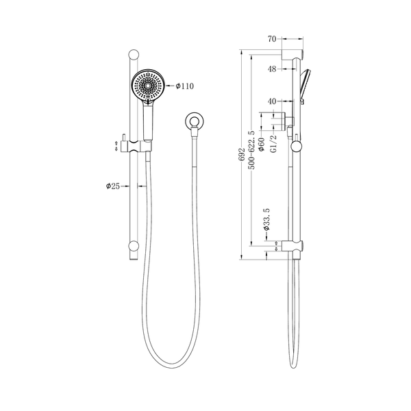 Nero Round Metal Project Shower Rail 4 Star Rating Brushed Gold