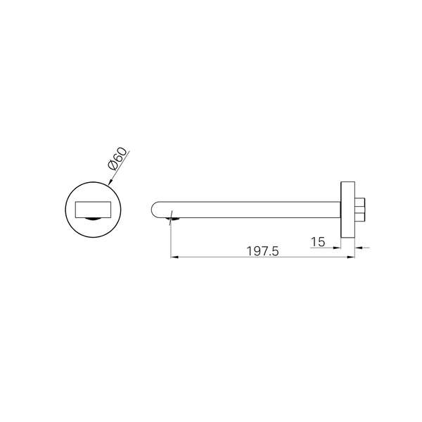 Nero Bianca Fixed Bath Spout Only 200Mm Chrome