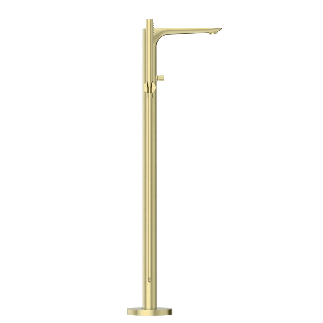 Nero Bianca Floor Standing Bath Mixer Brushed Gold