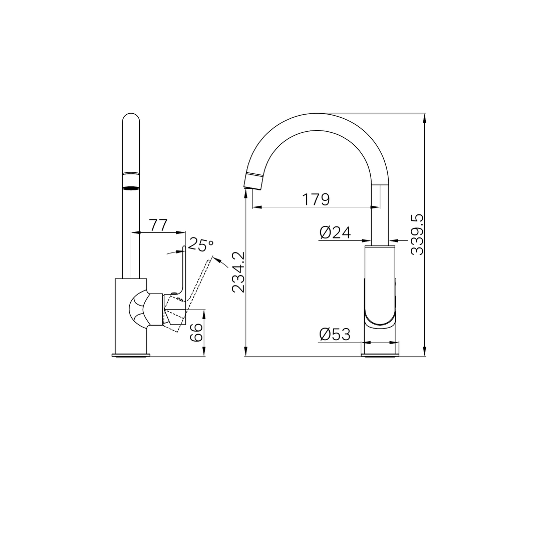 Nero Bianca Kitchen Mixer Gooseneck Spout Matte Black