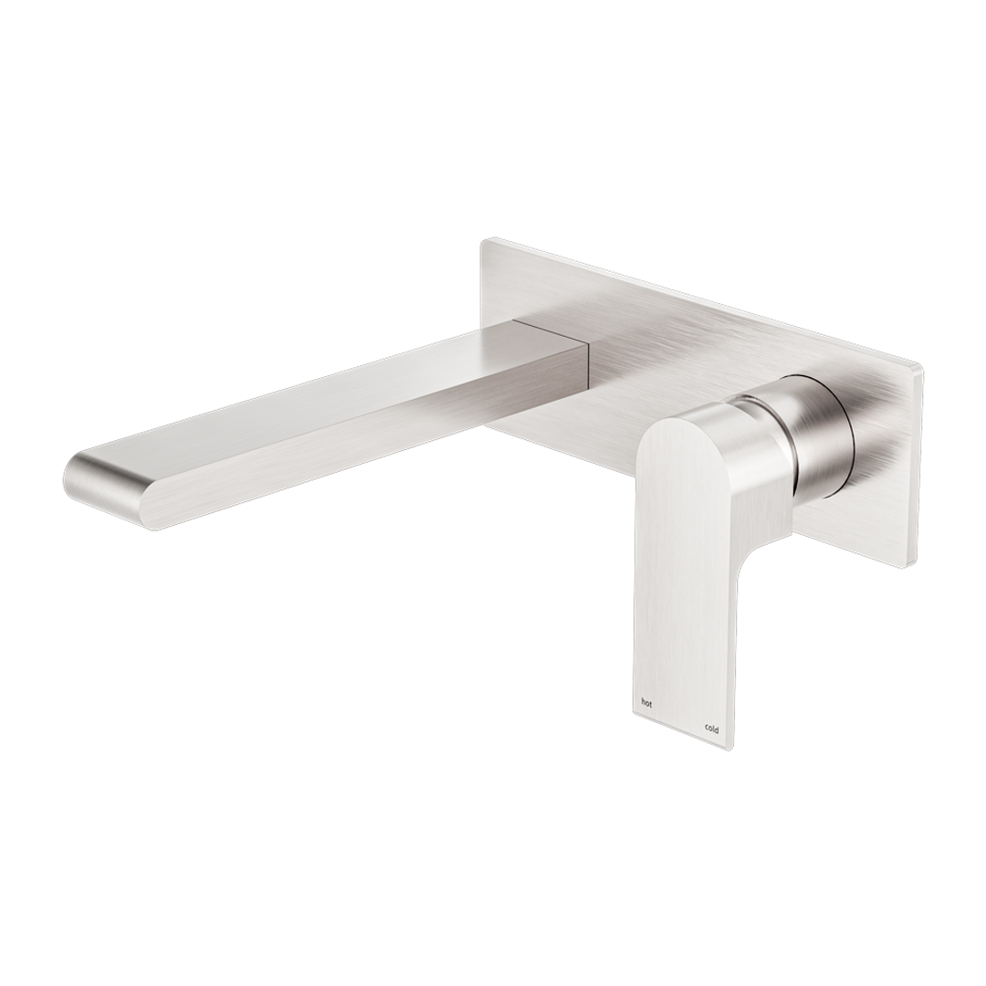 Nero Bianca Wall Basin Mixer - Brushed Nickel