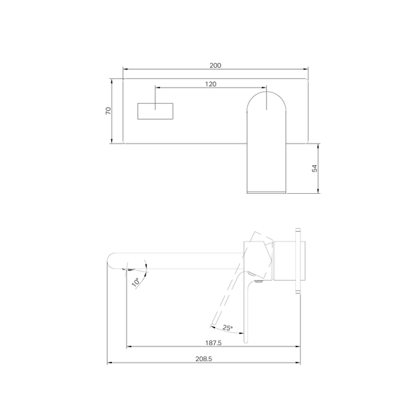 Nero Bianca Wall Basin/Bath Mixer 187Mm Trim Kits Only Matte Black