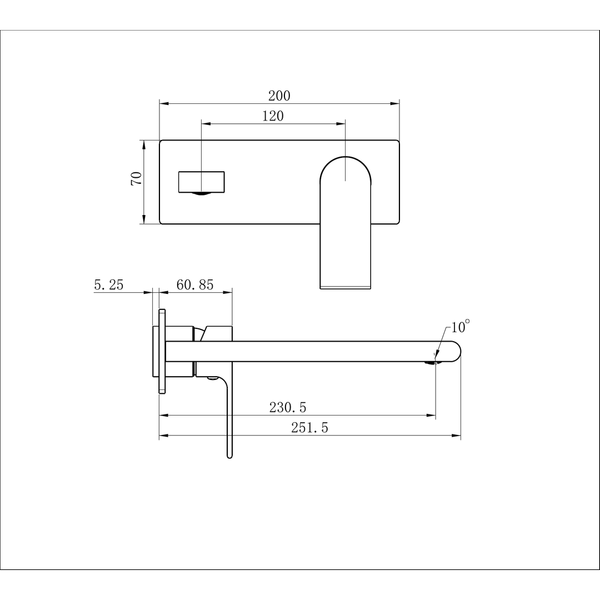Nero Bianca Wall Basin/Bath Mixer 230Mm Trim Kits Only Gun Metal