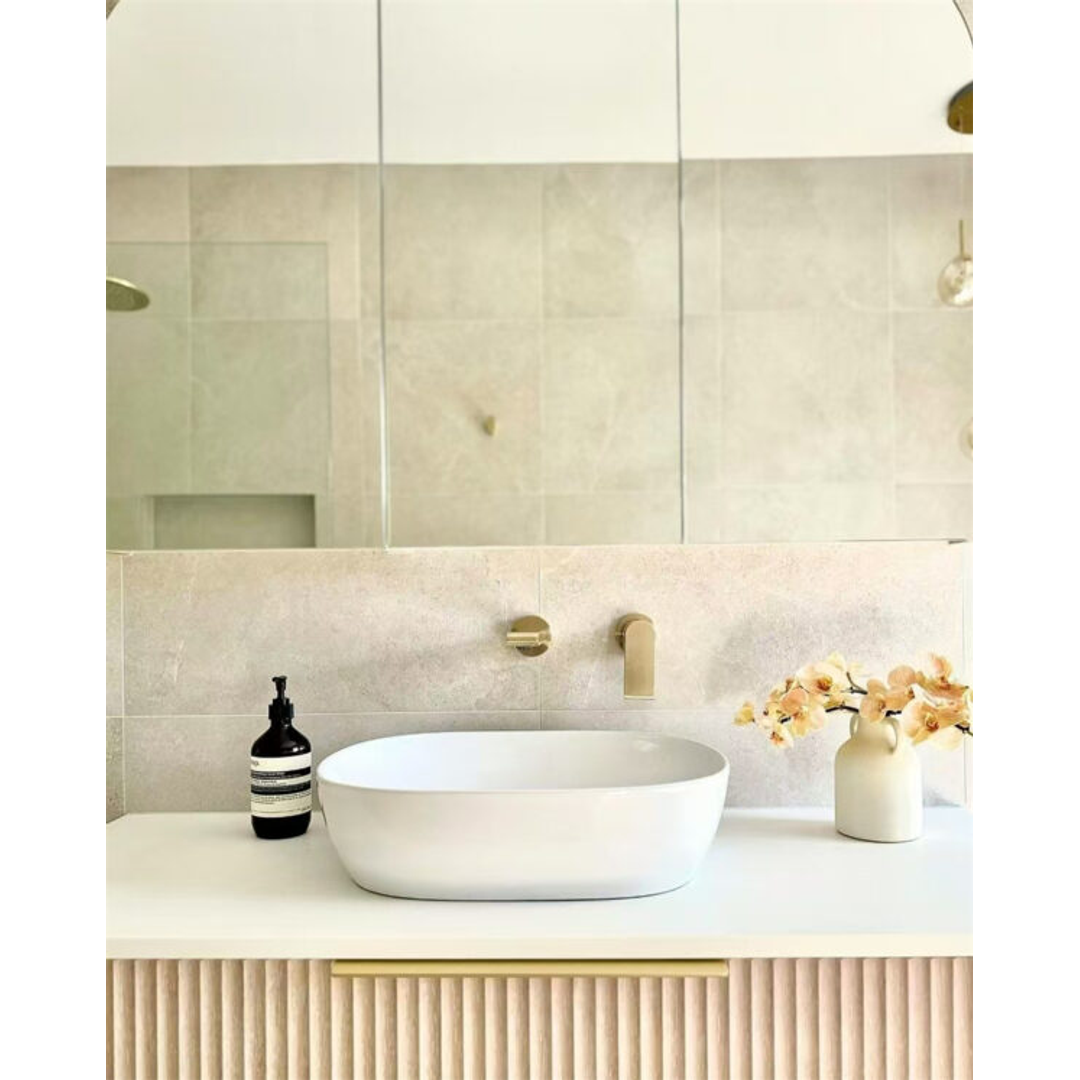 Nero Bianca Wall Basin Mixer Separate Back Plate Brushed Gold