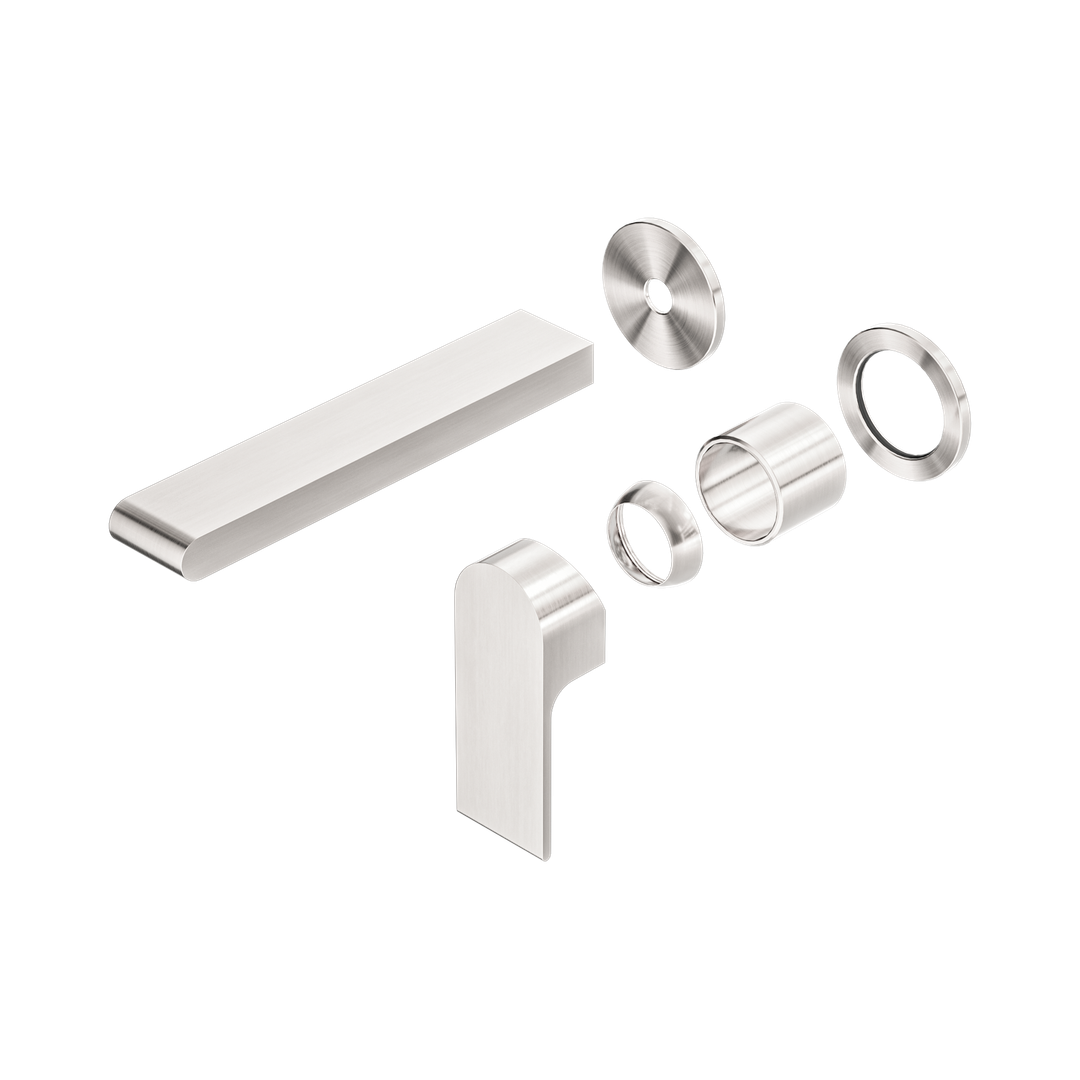 Nero Bianca Wall Basin/Bath Mixer Separate Back Plate 187Mm Trim Kits Only Brushed Nickel