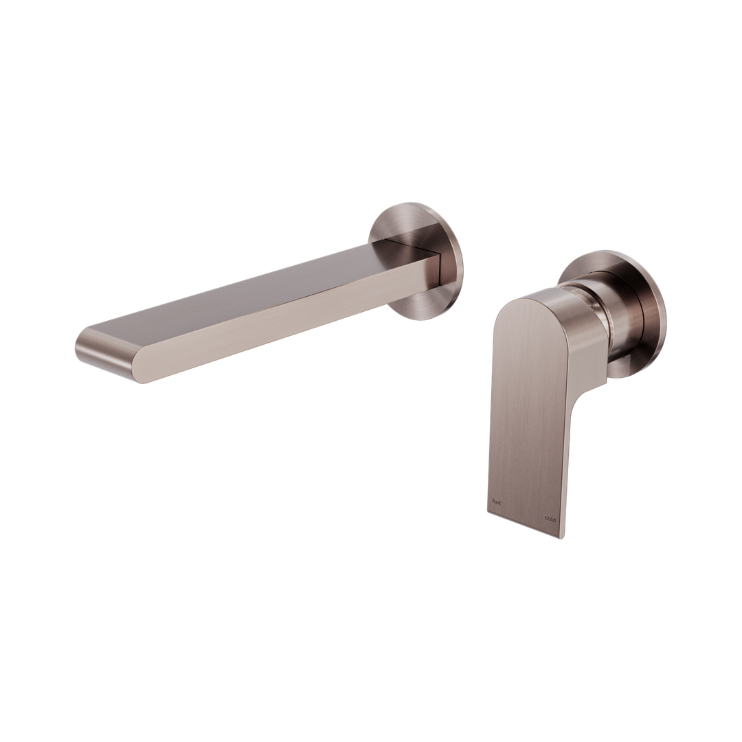 Nero Bianca Wall Basin/Bath Mixer Separate Back Plate 187Mm Brushed Bronze
