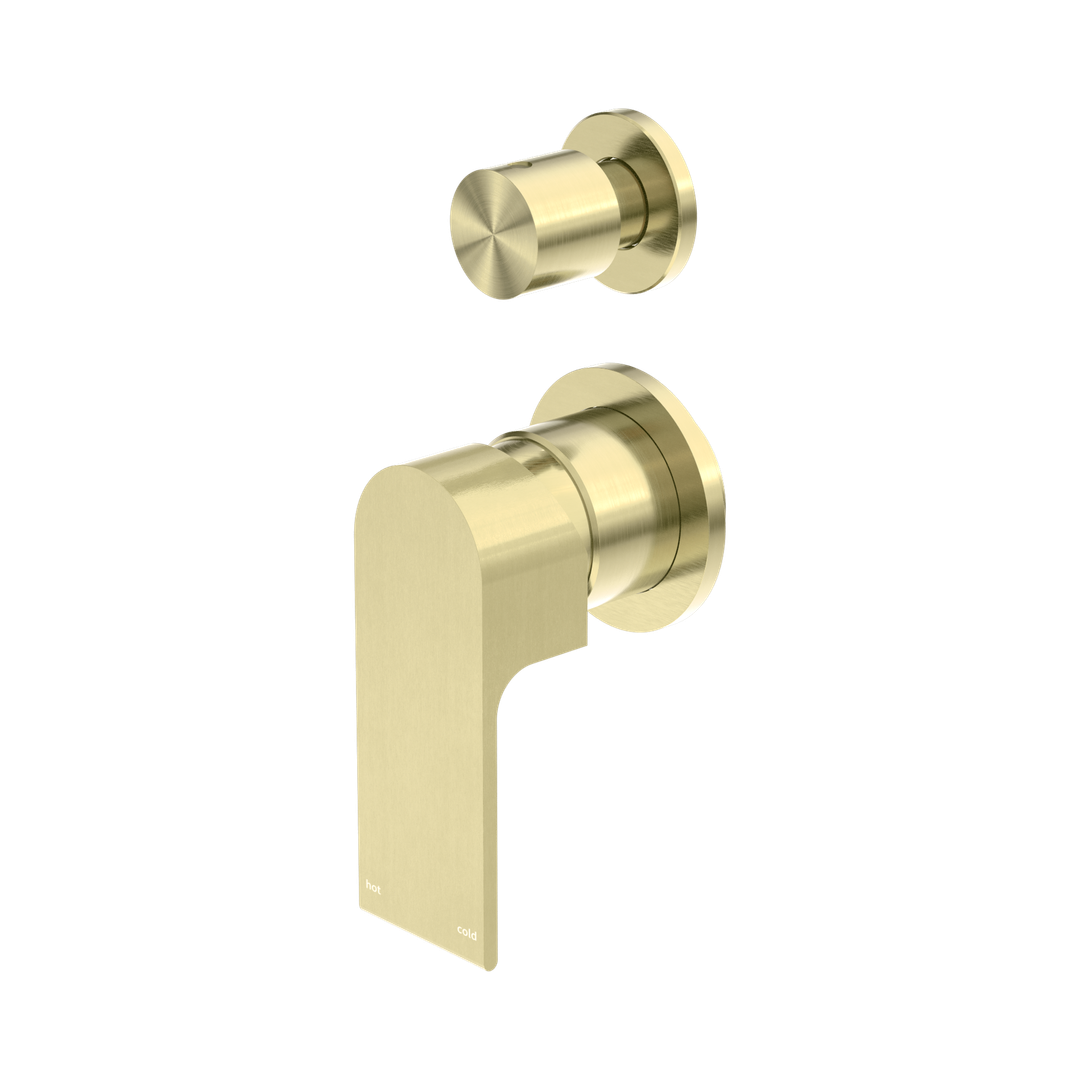 Nero Bianca Shower Mixer With Diverter Separate Back Plate Brushed Gold