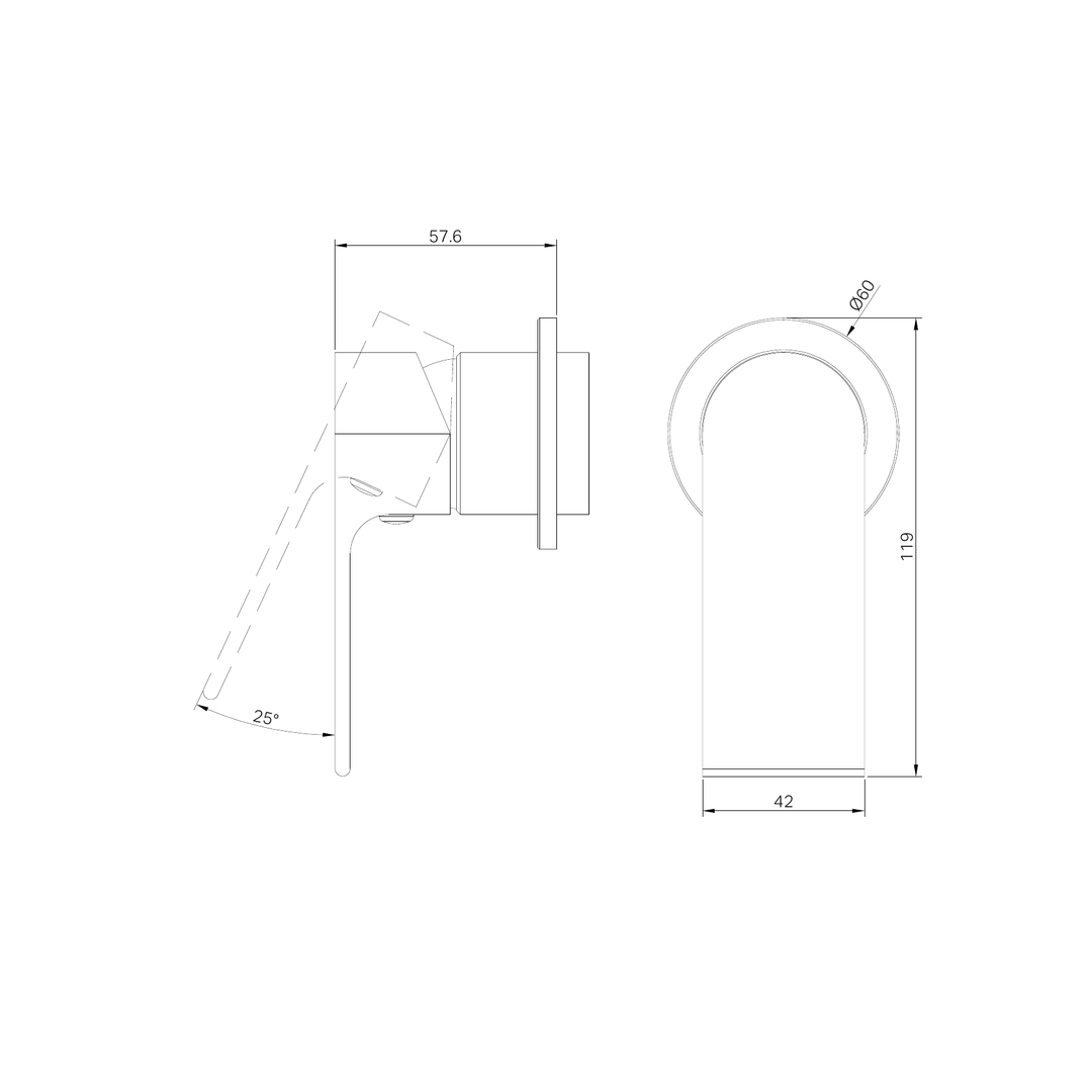 Nero Bianca Shower Mixer 60Mm Plate Trim Kits Only Brushed Bronze