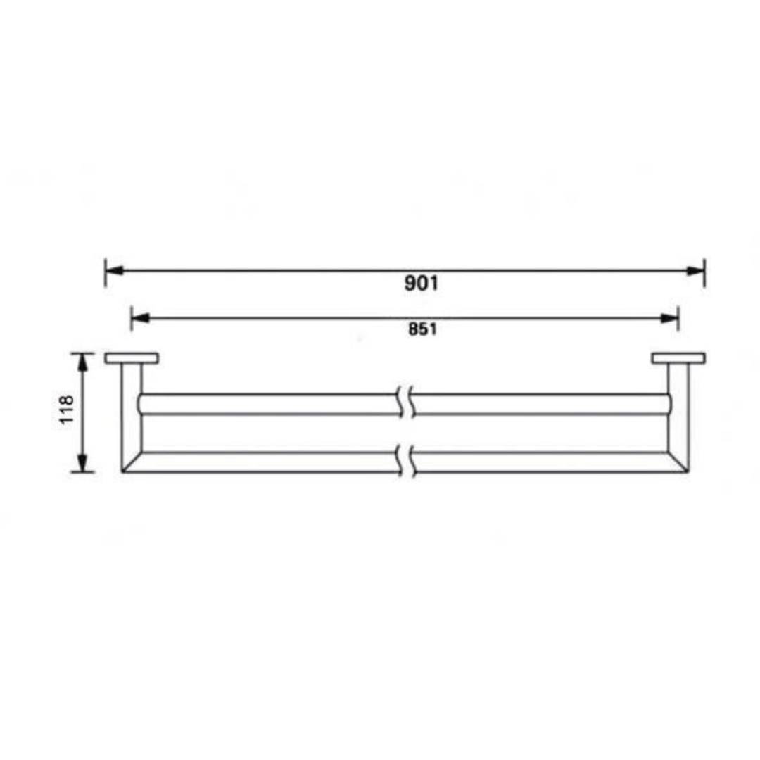 Nero Dolce 900Mm Double Towel Rail Chrome
