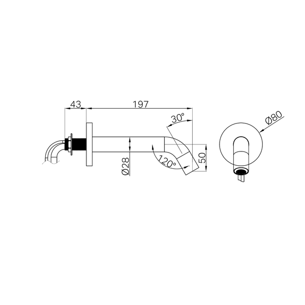 Nero Mecca Wall-Mounted Sensor Tap With 80Mm Wall Plate Gun Metal
