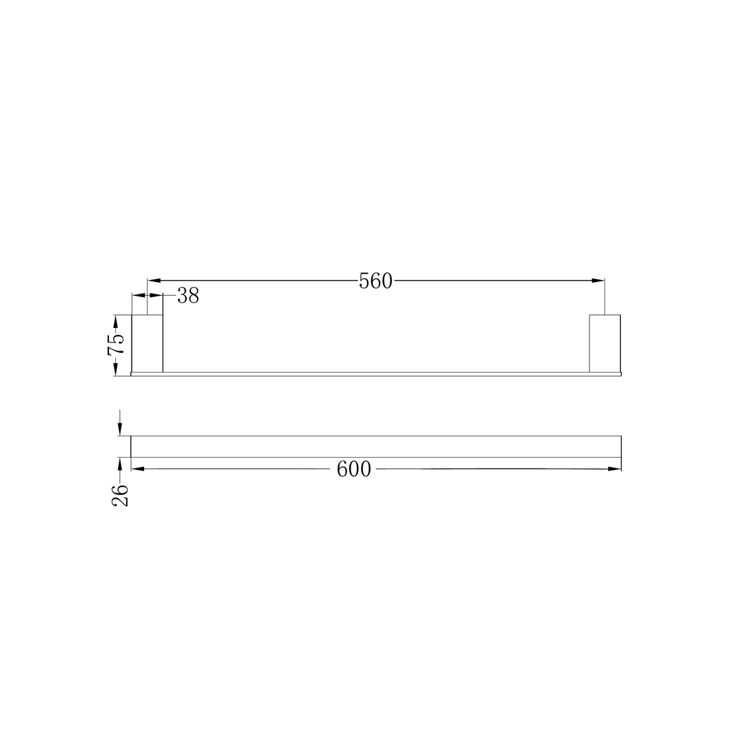 Nero Celia 600Mm Single Towel Rail Chrome