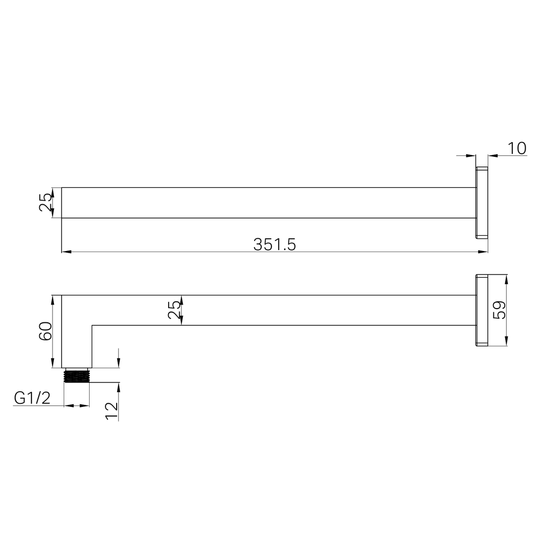 Nero Square Shower Arm - Matt Black