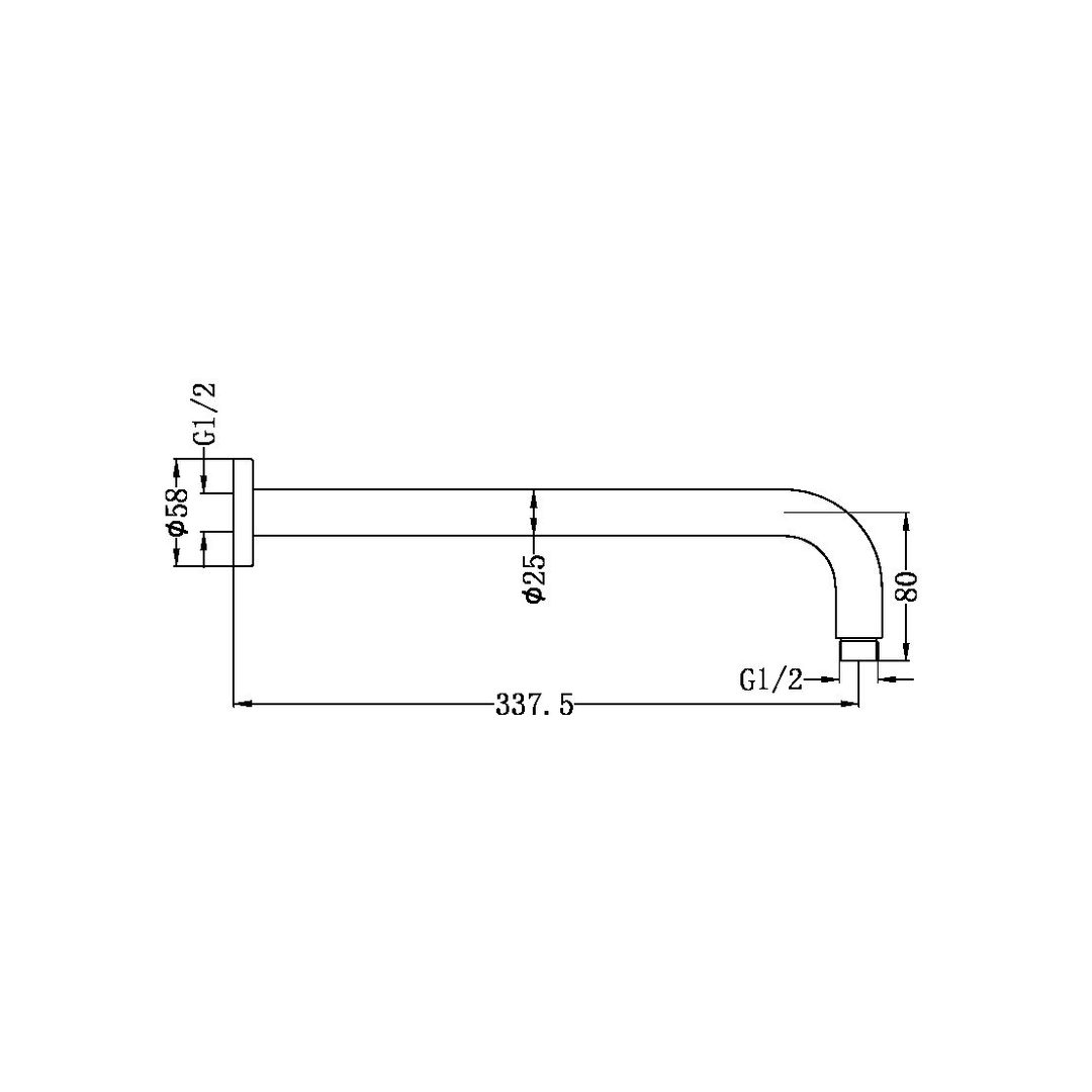 Nero Round Shower Arm Brushed Nickel