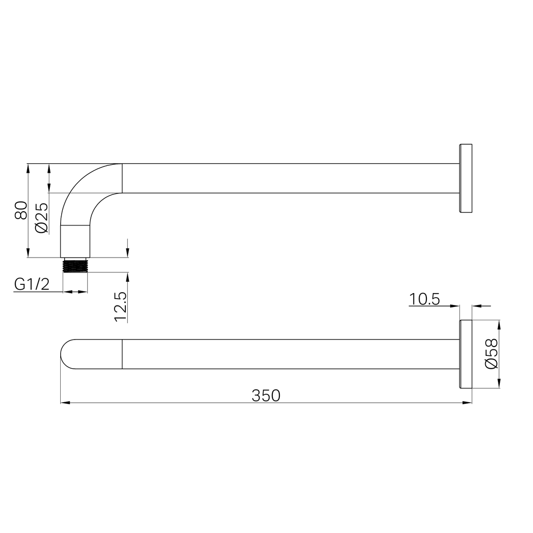 Nero Round Shower Arm - Matt Black