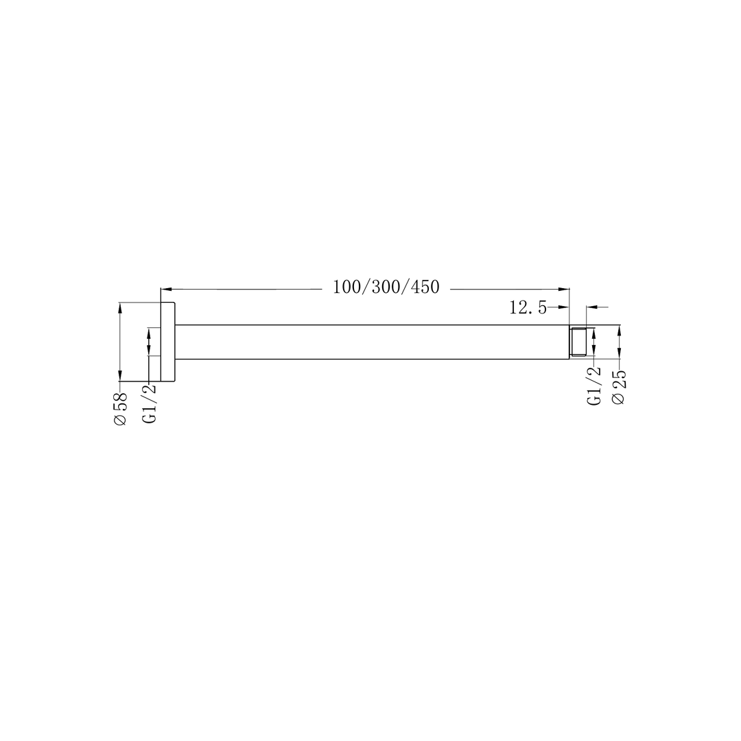 Nero 300Mm Round Ceiling Arm Chrome