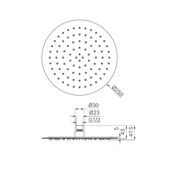 Nero 250Mm Round Stainless Steel Shower Head 4 Star Rating Gun Metal