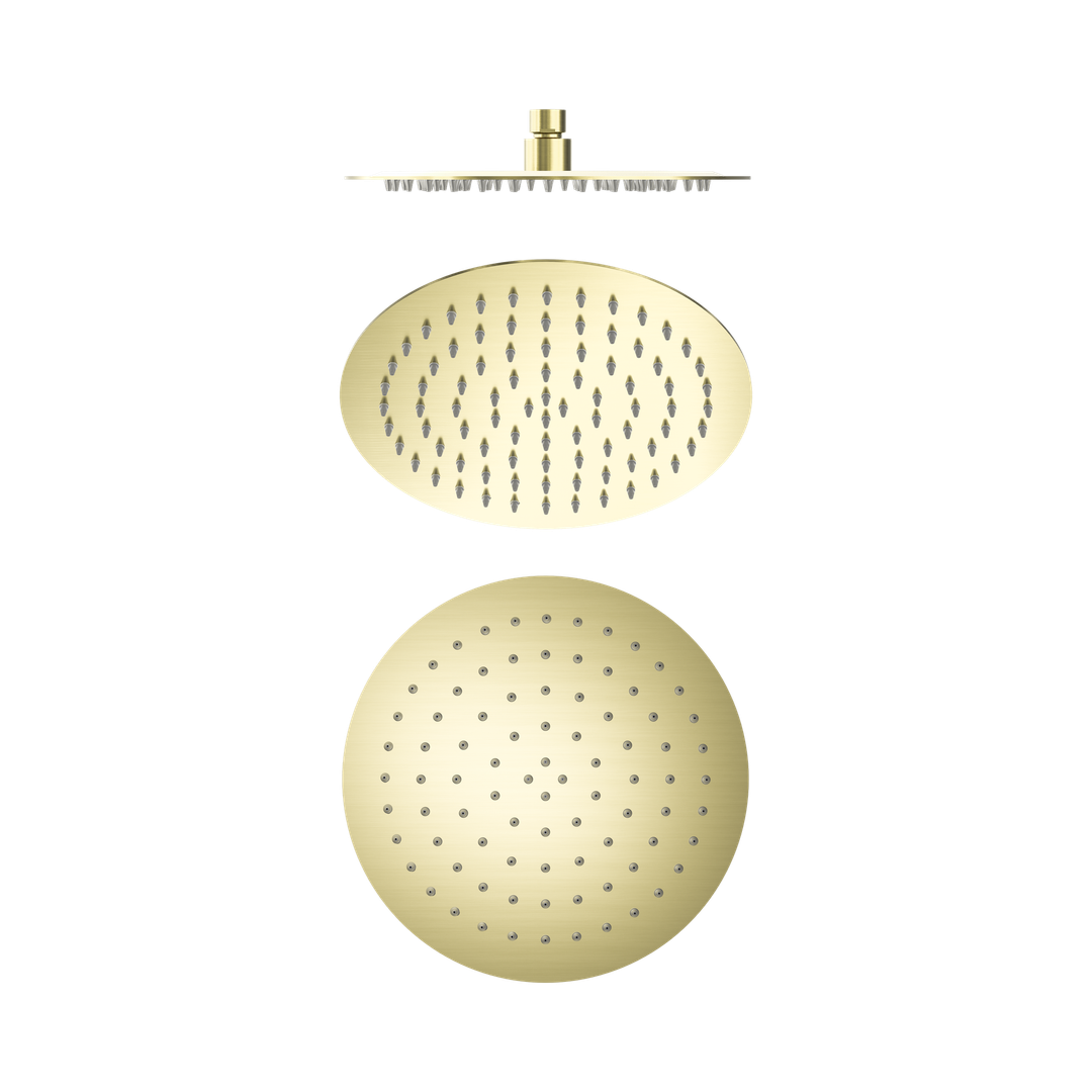 Nero 250Mm Round Stainless Steel Shower Head 4 Star Rating Brushed Gold