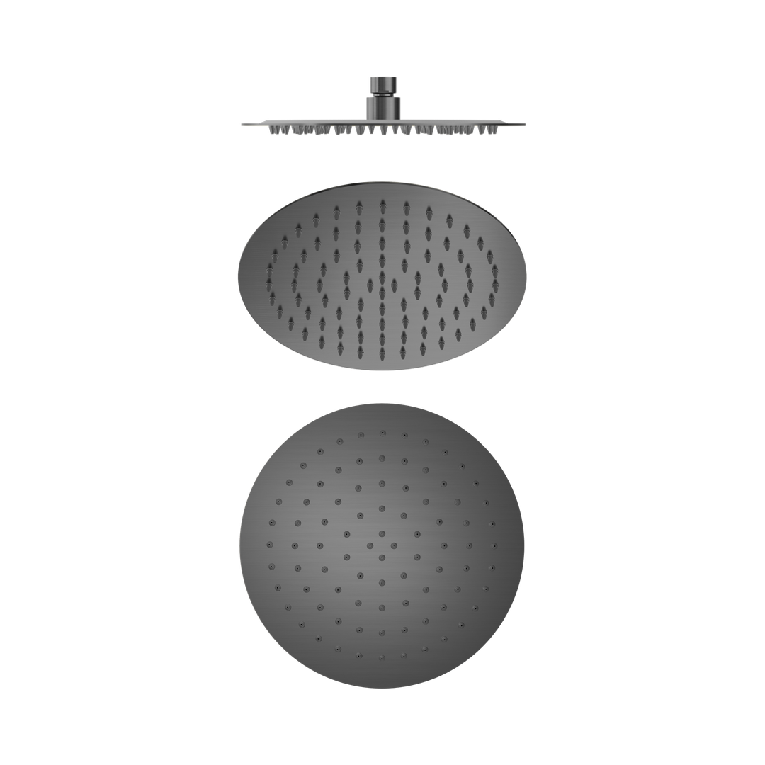 Nero 250Mm Round Stainless Steel Shower Head 4 Star Rating Gun Metal