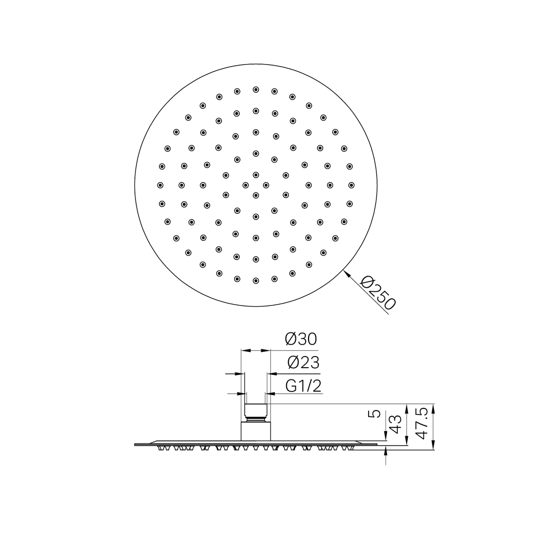Nero 250Mm Round Stainless Steel Shower Head 4 Star Rating Matte Black