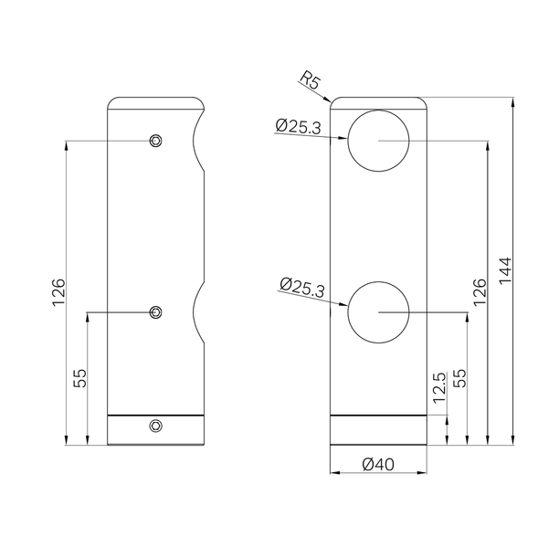 Nero Mecca Care Make Your Own 25Mm Grab Rail Double Towel Bracket Left Gun Metal