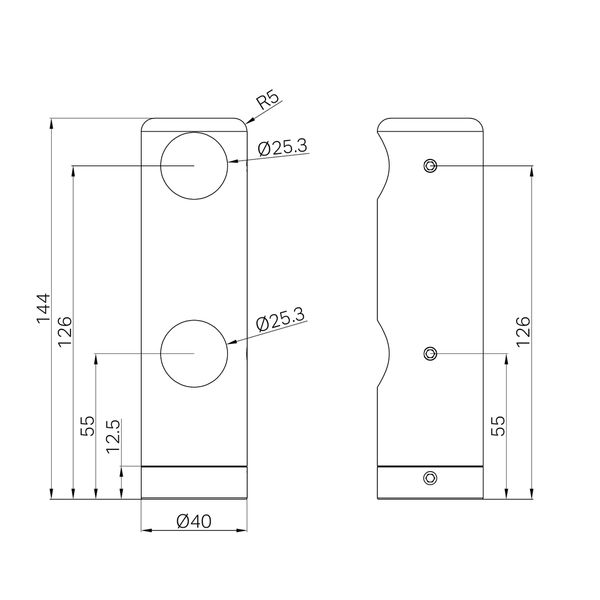 Nero Mecca Care Make Your Own 25Mm Grab Rail Double Towel Bracket Right Brushed Bronze