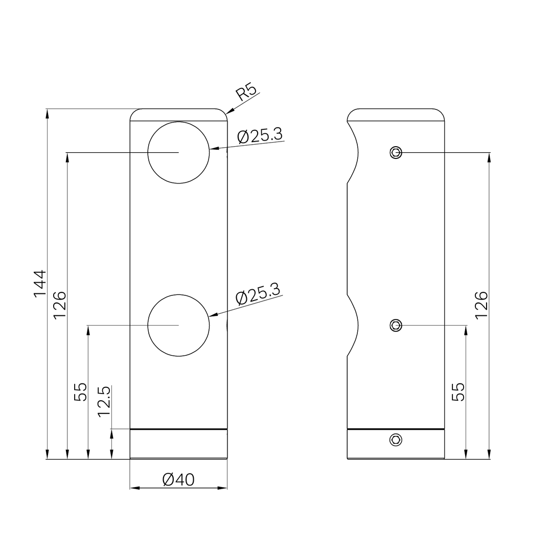 Nero Mecca Care Make Your Own 25Mm Grab Rail Double Towel Bracket Right Matte Black