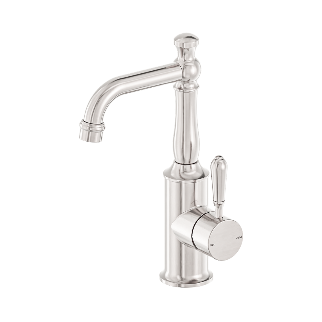 Nero York Basin Mixer With Metal Lever Brushed Nickel
