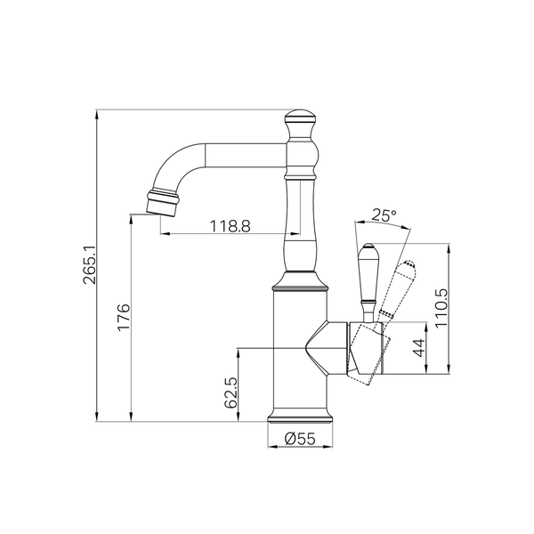 Nero York Basin Mixer With White Porcelain Lever Brushed Nickel