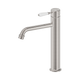 Nero York Straight Tall Basin Mixer With White Porcelain Lever Brushed Nickel