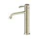 Nero York Straight Tall Basin Mixer With Metal Lever Aged Brass