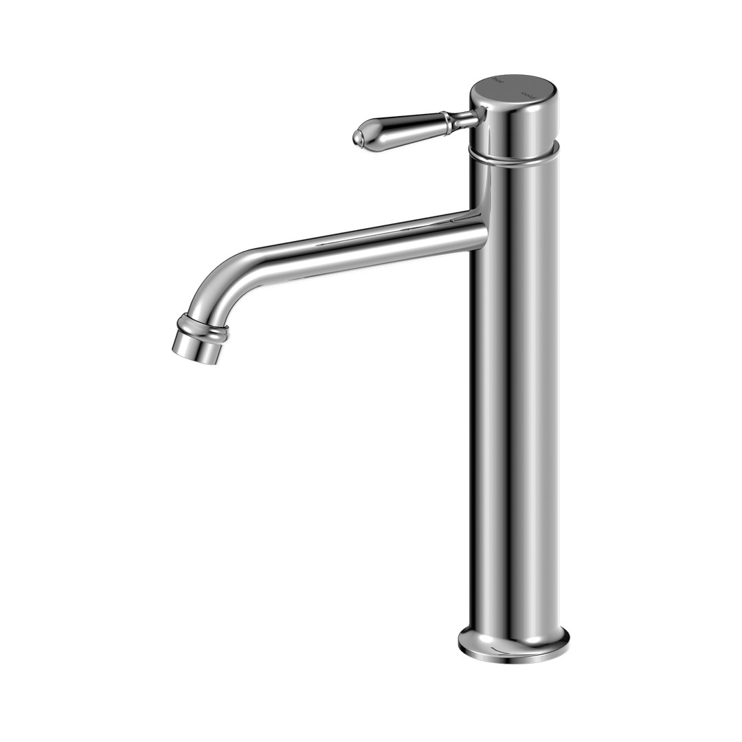 Nero York Straight Tall Basin Mixer With Metal Lever Chrome