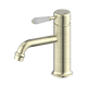 NERO YORK STRAIGHT BASIN MIXER WITH WHITE PORCELAIN LEVER AGED BRASS