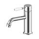 Nero York Straight Basin Mixer With White Porcelain Lever Chrome