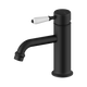 Nero York Straight Basin Mixer With White Porcelain Lever Matte Black