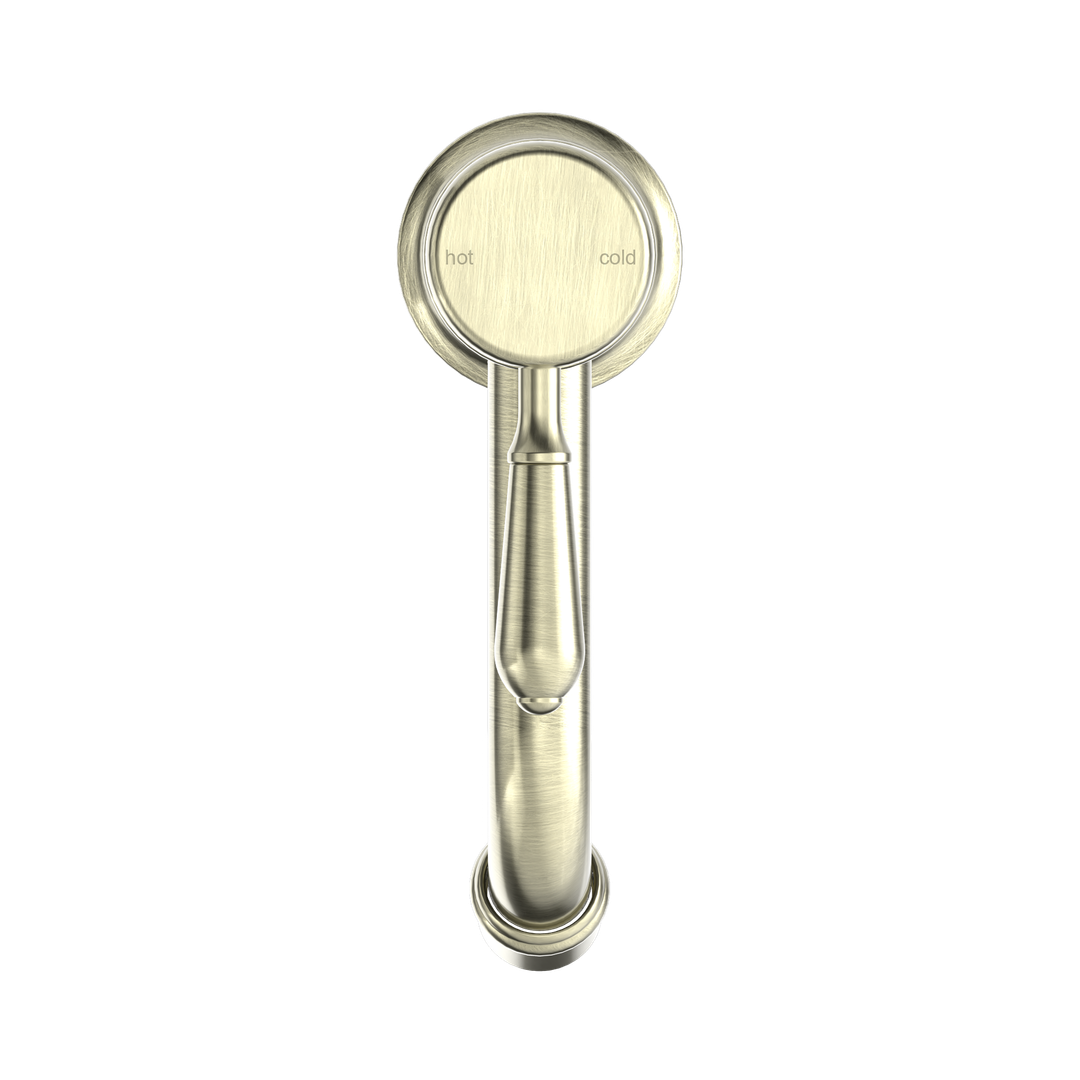 NERO YORK STRAIGHT BASIN MIXER WITH METAL LEVER AGED BRASS