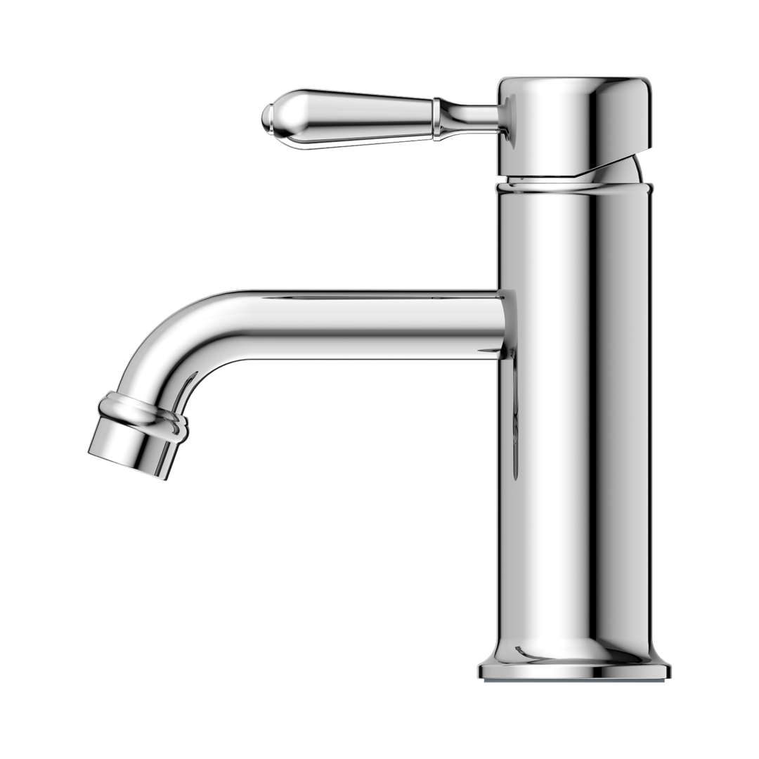 Nero York Straight Basin Mixer With Metal Lever Chrome