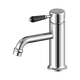 Nero York Straight Basin Mixer With Black Porcelain Lever Chrome
