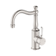 Nero York Basin Mixer Hook Spout With White Porcelain Lever Brushed Nickel