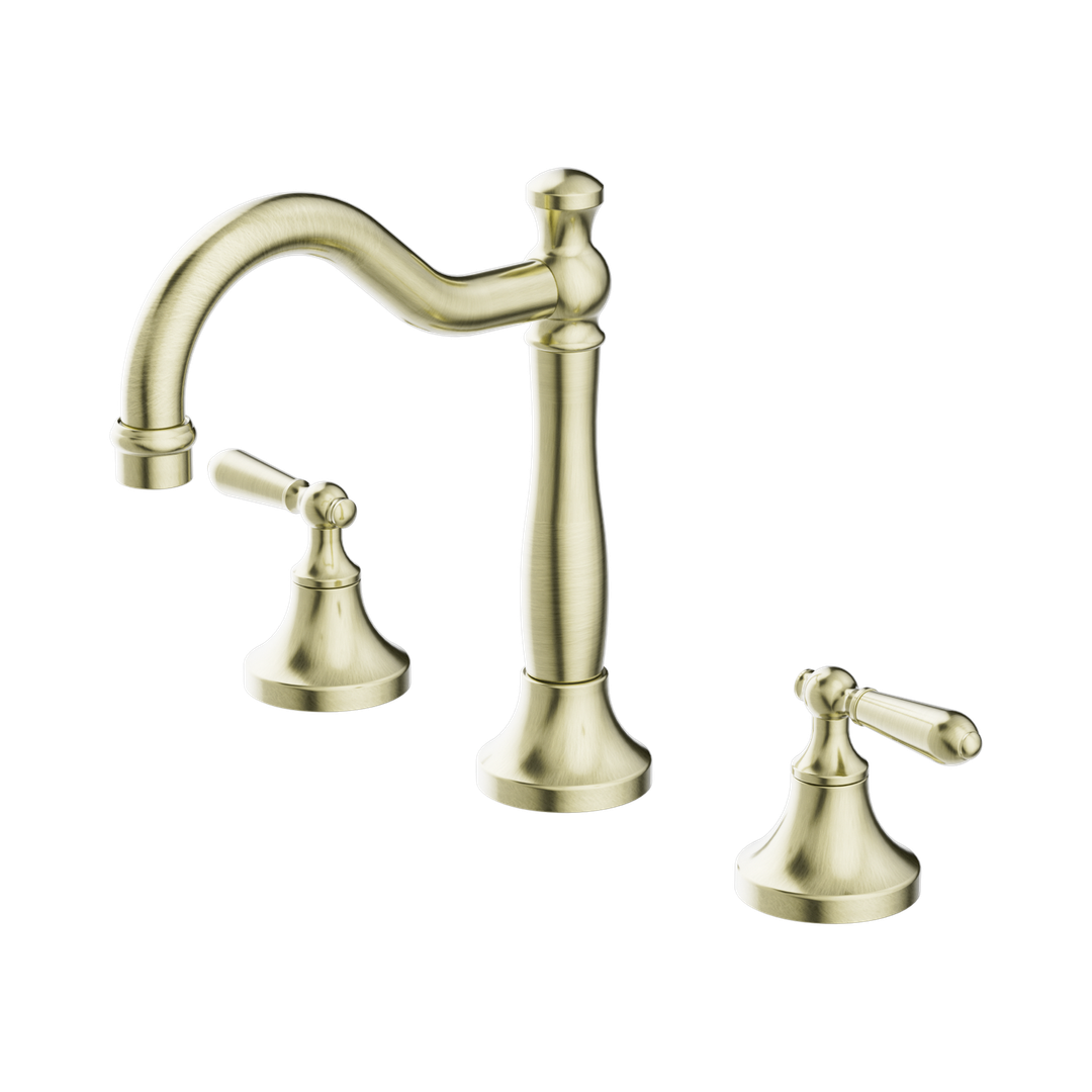 Nero York Basin Set With Metal Lever Aged Brass