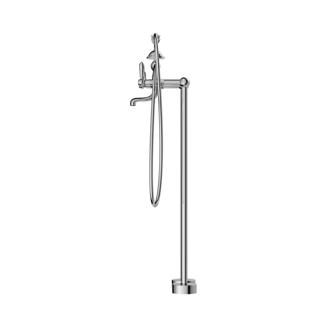 Nero York Freestanding Bath Mixer With Metal Hand Shower Chrome