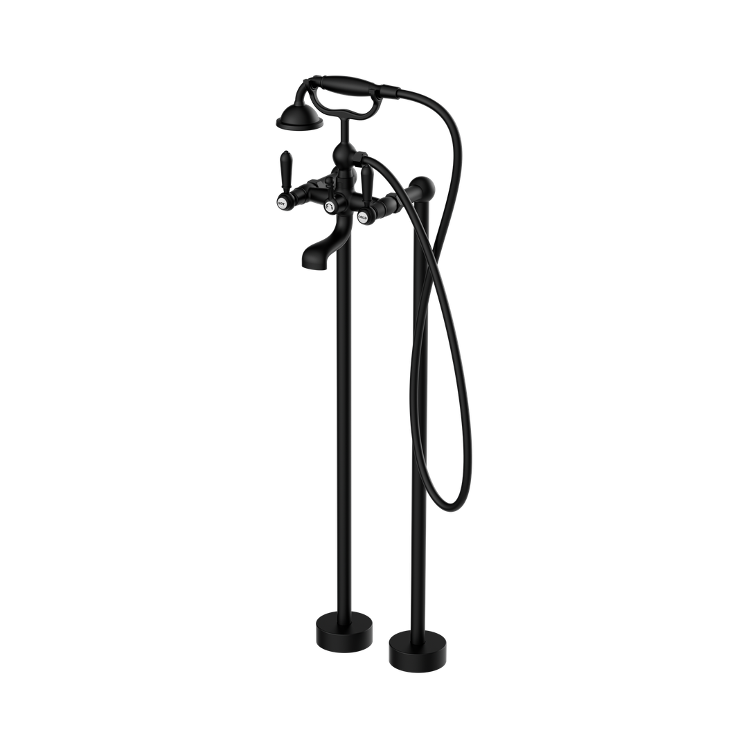 Nero York Freestanding Bath Set With Metal Hand Shower Matte Black