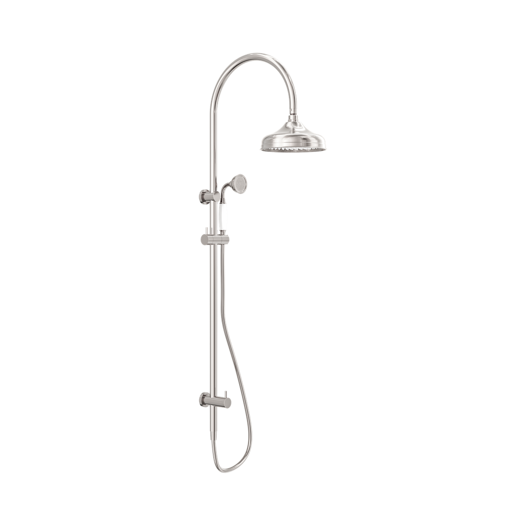 York Twin Nero Shower With White Porcelain Hand Nero Shower - Brushed Nickel