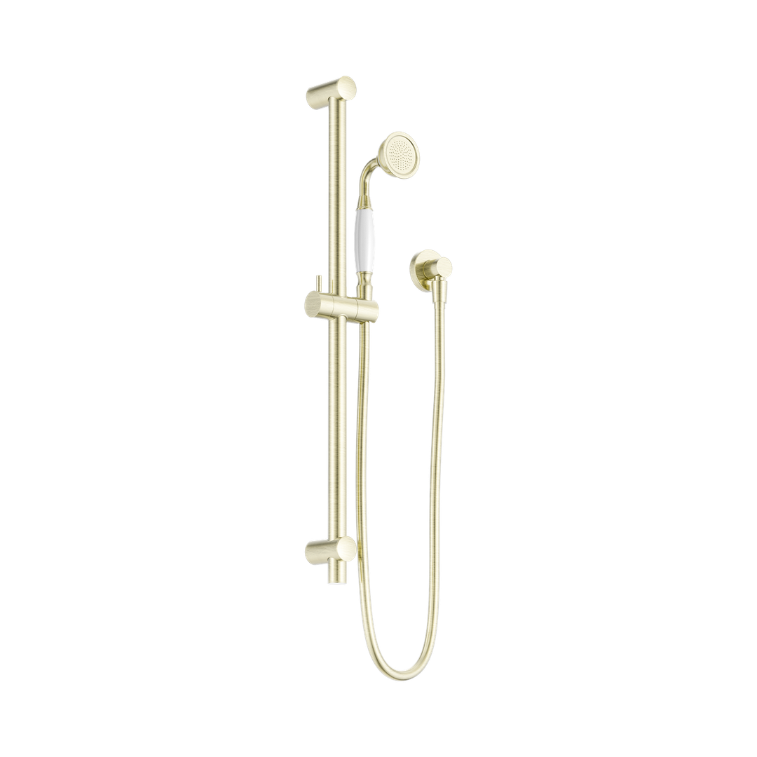 York Nero Shower Rail With White Porcelain Hand Nero Shower - Agred Brass